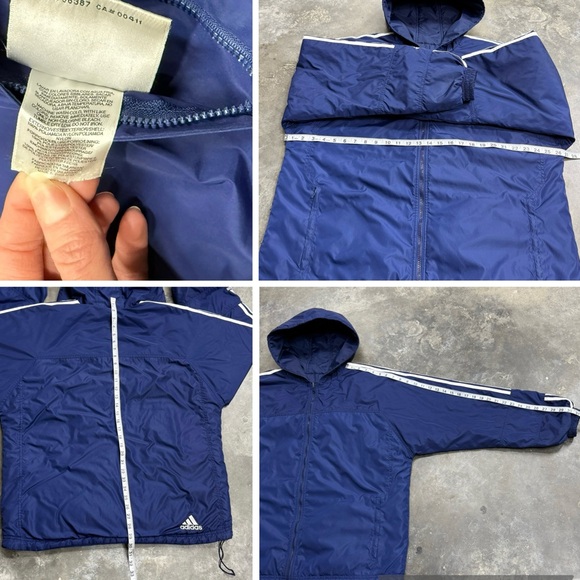 Vintage Adidas Reversible Y2K 3-Stripe Hooded Puffer Jacket - Picture 9 of 9